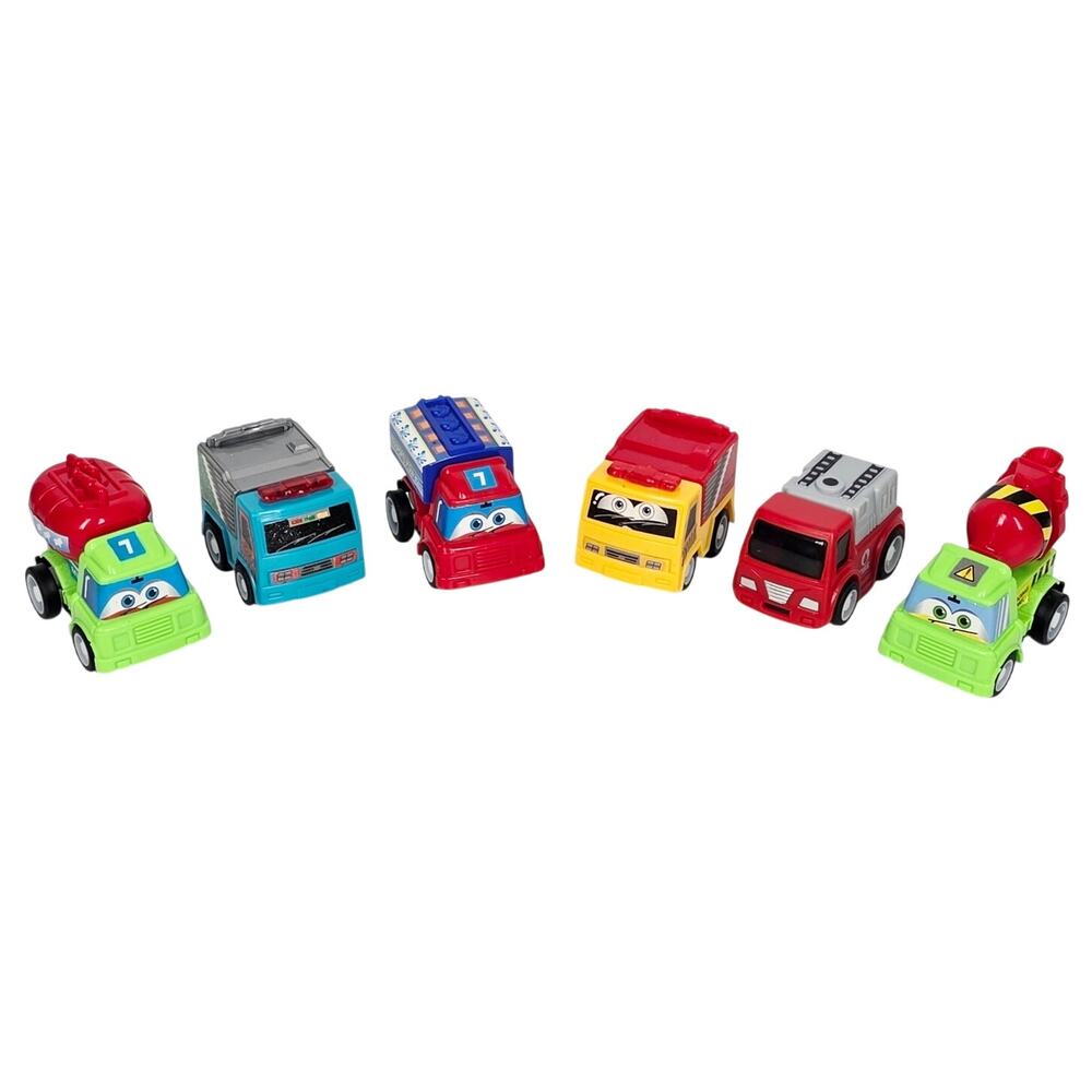 FUNCORN TOYS MINI PULL‑BACK VEHICLE SET – 6 MIXED CARS & TRUCKS – AGES 3+